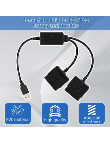 Adaptador USB OSTENT para Controladores PS1/PS2 a PC - 67.6g