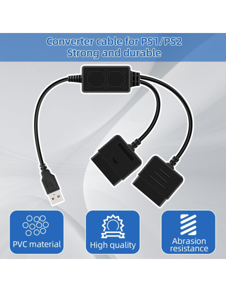 Adaptador USB OSTENT para Controladores PS1/PS2 a PC - 67.6g