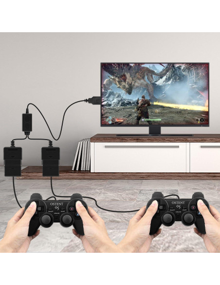 Adaptador USB OSTENT para Controladores PS1/PS2 a PC - 67.6g
