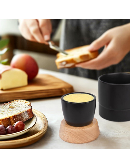 Tazón de Mantequilla Samseel con Tapa de Madera 125g Negro Mate