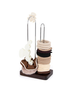 Soporte Organizador de Scrunchies SCUNDA 2 Niveles Madera Nogal