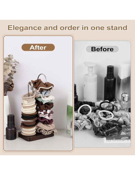 Soporte Organizador de Scrunchies SCUNDA 2 Niveles Madera Nogal