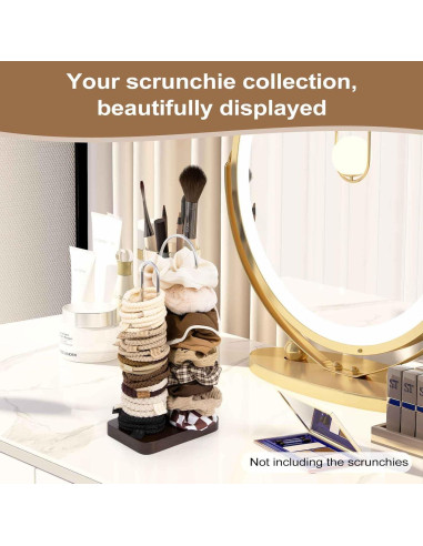 Soporte Organizador de Scrunchies SCUNDA 2 Niveles Madera Nogal