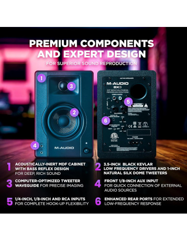 M-AUDIO BX3 Monitores de Estudio 120W 3.5" Altavoces PC