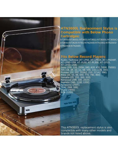 Aguja de Reemplazo ATN3600L para Tocadiscos Audio-Technica
