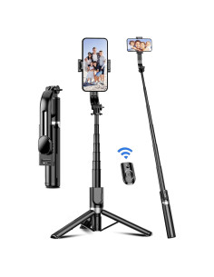 Trípode para Selfie SelfieShow L12 Negro, Extensible 106 cm