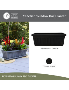 Maceta rectangular de plástico The HC Companies 45.72 cm negra 2