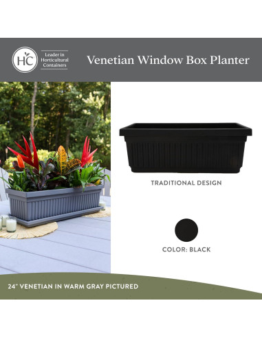 Maceta rectangular de plástico The HC Companies 45.72 cm negra