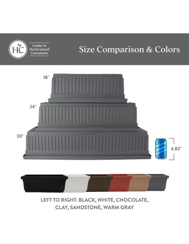Maceta rectangular de plástico The HC Companies 45.72 cm negra