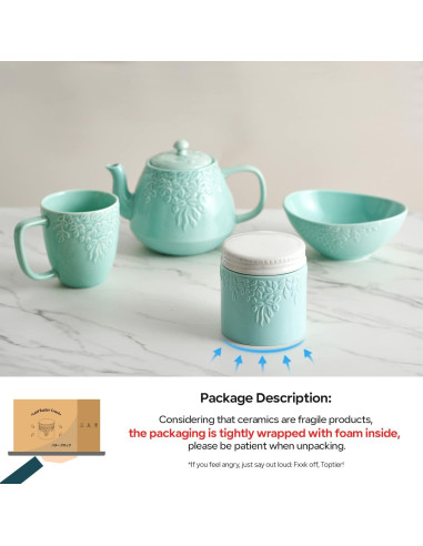 Crock de Mantequilla Toptier Hoja Azul 113g con Tapa