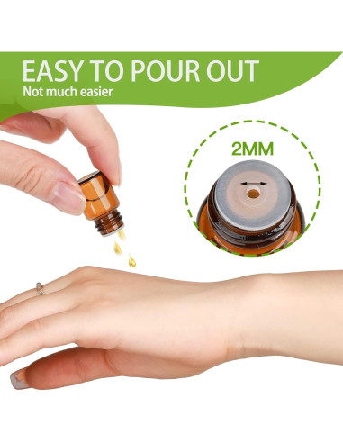 Botellas de Vidrio Ámbar Teenitor 36 Pcs 2 ml con Gotero