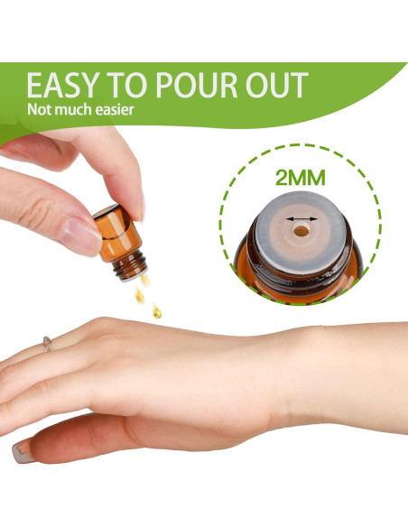 Botellas de Vidrio Ámbar Teenitor 36 Pcs 2 ml con Gotero
