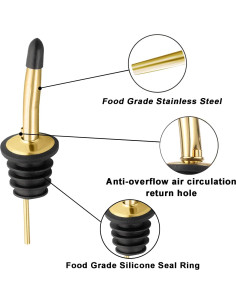Vertedores de Licor Acero Inoxidable WAFJAMF 2 Pcs Dorado 2