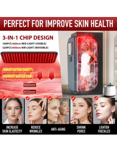 Sauna de Vapor Infrarroja ISIDO XXL 180x81cm 1300W con Luz Roja 2