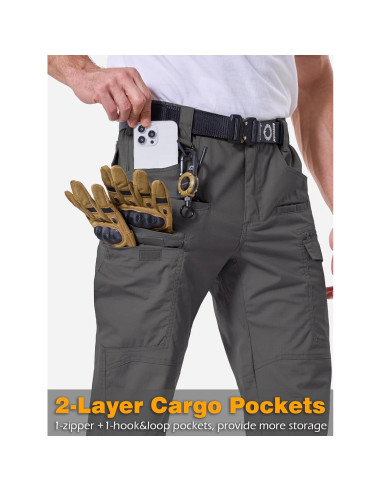 Pantalones Tácticos CARWORNIC Hombre Ripstop 30W x 76L 11 Bolsillos