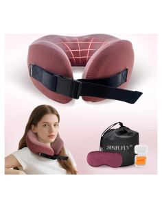 Almohada de Viaje SPRFUFLY Rosa Espuma de Memoria con Máscara