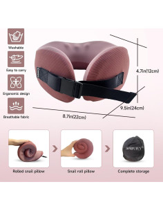 Almohada de Viaje SPRFUFLY Rosa Espuma de Memoria con Máscara 2