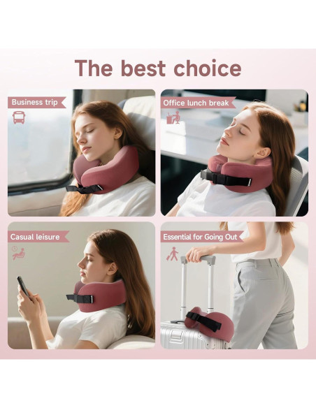 Almohada de Viaje SPRFUFLY Rosa Espuma de Memoria con Máscara