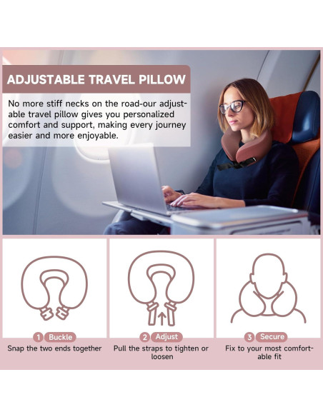 Almohada de Viaje SPRFUFLY Rosa Espuma de Memoria con Máscara