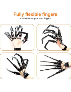 Guantes de Dedos Articulados Halloween MAPOTAD - Negro 2