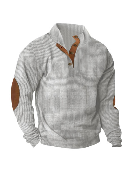 Sudadera de Pana para Hombre con Cuello Mock y Parches