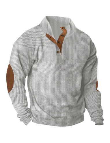 Sudadera de Pana para Hombre con Cuello Mock y Parches