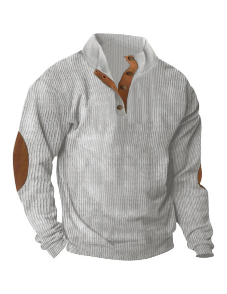 Sudadera de Pana para Hombre con Cuello Mock y Parches
