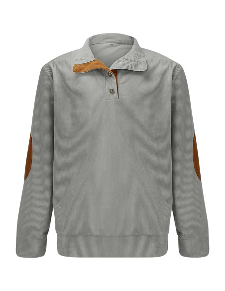 Sudadera de Pana para Hombre con Cuello Mock y Parches