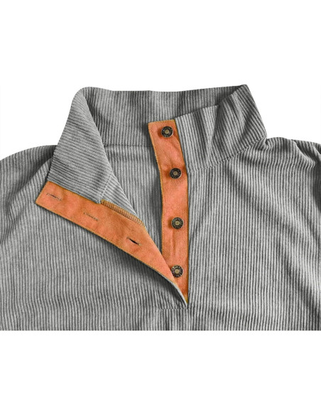 Sudadera de Pana para Hombre con Cuello Mock y Parches