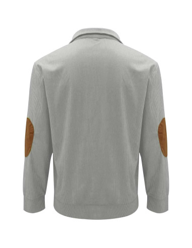 Sudadera de Pana para Hombre con Cuello Mock y Parches