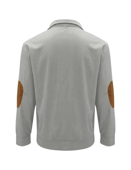 Sudadera de Pana para Hombre con Cuello Mock y Parches