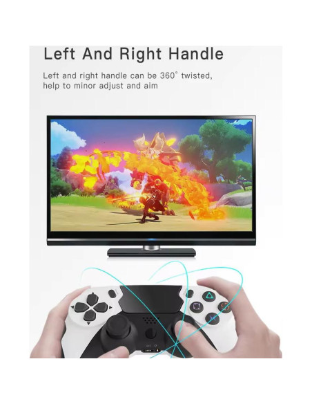 Controlador Inalámbrico Play+ PS4/Pro/Slim/PC, Blanco y Negro