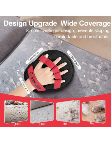 Guante Quitapelos Electroestático Bifobar Rojo 22x18.5cm