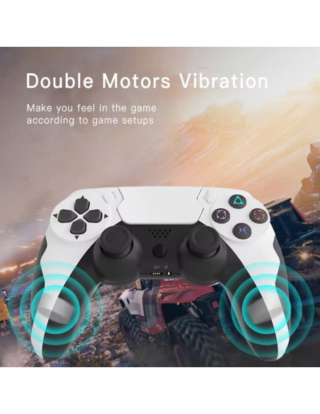 Controlador Inalámbrico Play+ PS4/Pro/Slim/PC, Blanco y Negro