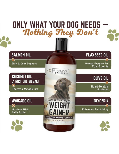 Suplemento Líquido Aumento de Peso Perros All American 60 Porciones