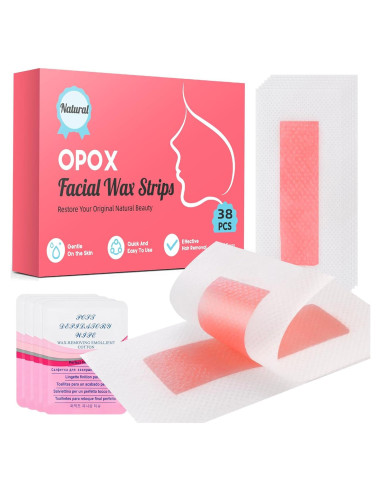Kit de Depilación Facial OPOX - 76 Tiras de Cera Fría