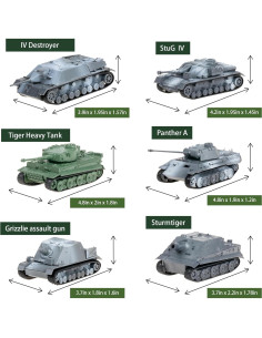 Juego de Modelos de Tanques 1:72 6 Pcs 4D - Tiger, Panther, Sturmtiger 2