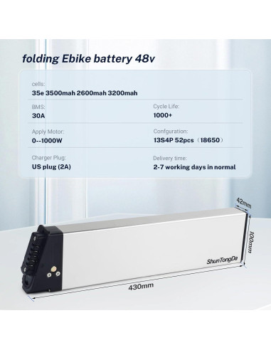 Batería de Ebike Plegable 48V 10.4Ah ShunTongDa DCH-006