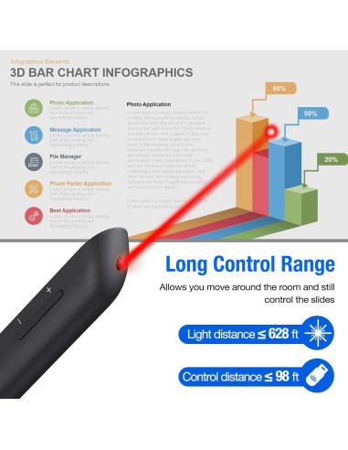 Controlador de Presentación Inalámbrico DinoFire RCRF-021 Bluetooth y RF