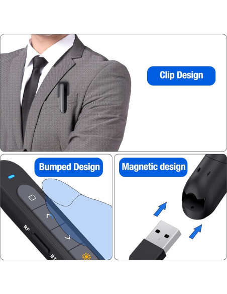 Controlador de Presentación Inalámbrico DinoFire RCRF-021 Bluetooth y RF