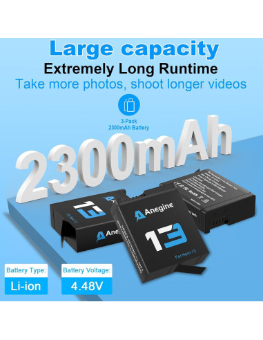 Baterías Anegine Hero 13 2300mAh + Cargador LCD 3 Canales