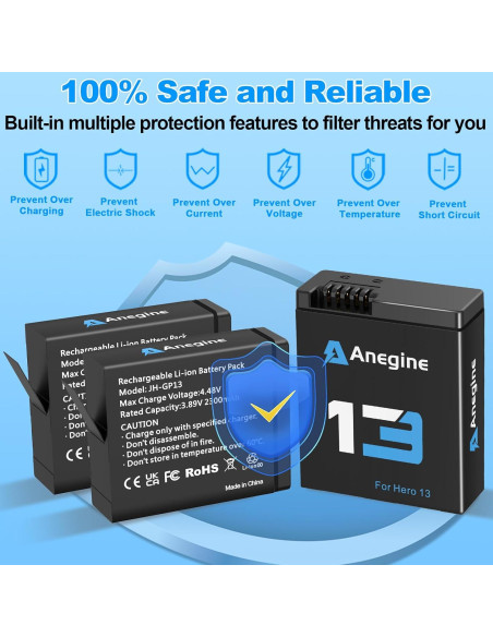 Baterías Anegine Hero 13 2300mAh + Cargador LCD 3 Canales