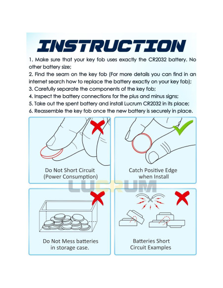 Baterías CR2032 Lucrum para Llave Ford - Paquete de 2