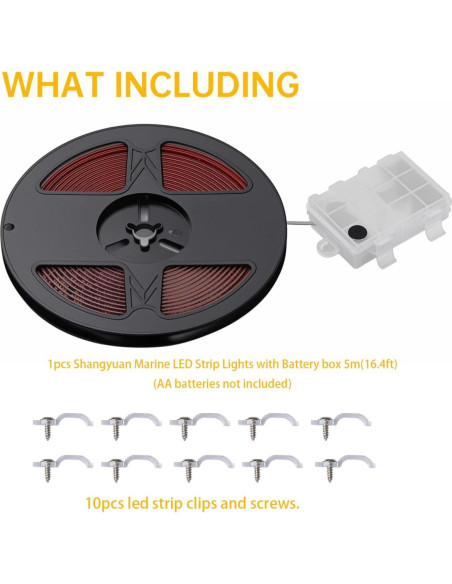 Luces LED Marinas en Tira Shangyuan 5m IP65 Batería Blanca
