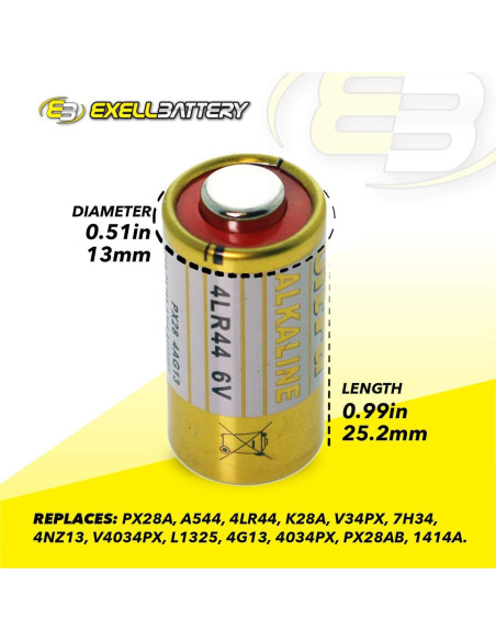 Batería Alcalina Exell A28PX 6V 165mAh Paquete de 3