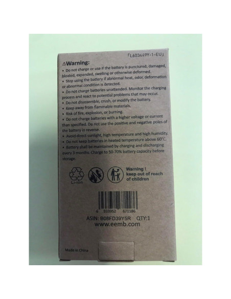 Batería de polímero de litio EEMB 3.7V 1100mAh Lipo con JST