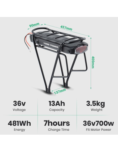 Batería de Ebike YS Yose Power 36V 13Ah para Motor 100-700W