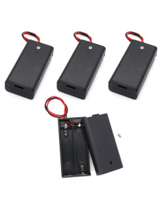 Soporte de Batería AA x 2 con Cables y Interruptor ON/OFF - Paquete de 4