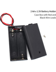 Soporte de Batería AA x 2 con Cables y Interruptor ON/OFF - Paquete de 4 2