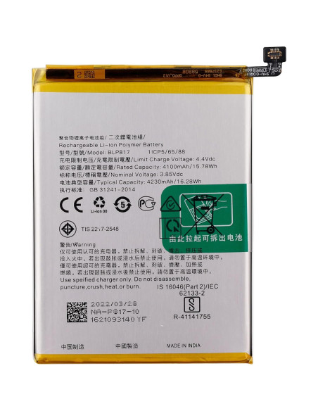 Batería Recargable Li-Polímero BLP817 para Oppo A15/A15S 4100mAh